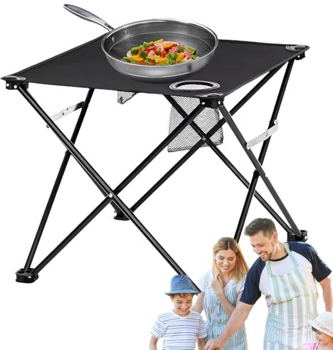 Ranley Tavolo da campeggio pieghevole per esterni, tavolo pieghevole con 2 portabevande – tavolo compatto per esterni, ideale per escursioni, picnic, giardino, terrazza, balcone