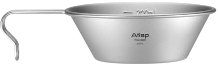 ATiAP Tasse Sierra en titane, bol de camping ultraléger de 260 ml avec poignée ergonomique et échelle de mesure, batterie de cuisine en titane léger de 45 g pour randonnée, camping sauvage, Randonnée