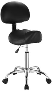 UALXPAO Tabouret Roulant Tabouret de Selle pivotant à Hauteur réglable avec roulettes, capacité Charge 450 LB, for Salon, Spa, Clinique Tatouage(Black-with Back Support)
