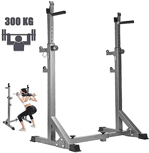 ZJFHEYUO Soportes para Press de banca con Barra para Sentadillas, multifunción, para Gimnasio en casa, con Marco Ajustable en Altura y Ancho para gimnasios Interiores y Exteriores