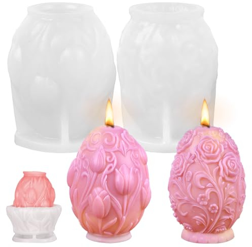 dellyy Stampi per Candele Pasqua, stampo per candele a forma di uovo, Stampi Candele Pasquali, Stampo per Candele Pasquali a Forma di Fiori, Gesù e la Vergine Maria (Fiori)