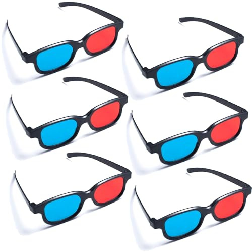 STIFFENERS 6Pcs 3D Glasses, 3D Glasses for Cinema, 3D Glasse for TV, Lightweight Design, Suitable for Home Theaters and Gaming, Television and Display Devices