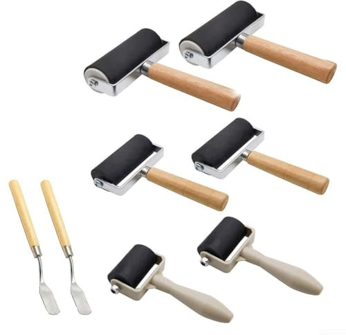 8 rodillos de goma para manualidades, rodillos Brayer para manualidades, rodillo de tinta para impresión, pegado, bloques de tinta, superficies talladas, estampado, álbumes de recortes, pinturas