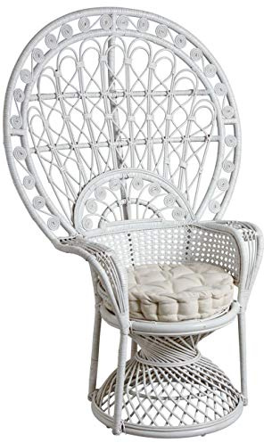 AUBRY GASPARD Sillón Emmanuelle de ratán lacado blanco con cojín