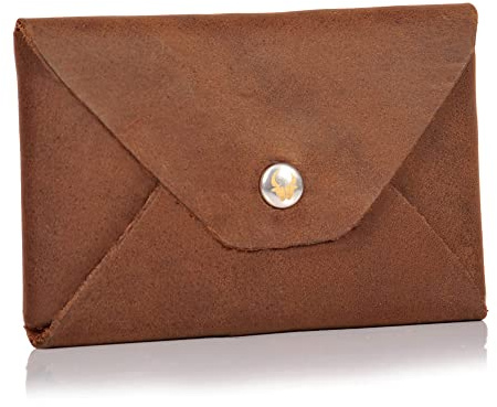 DONBOLSO Custodia per Biglietti da Visita Oslo in Vera Pelle | Per 20 Biglietti o 10 Carte di Credito | Vintage Marrone