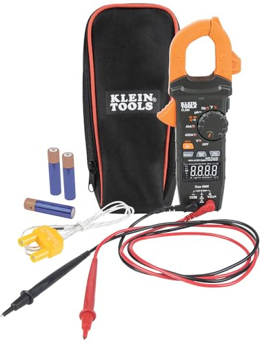 Digital Clamp Meter, Auto Ranging 400 AMP Measures Electronic AC/DC Voltage AC/DC Current Resistance and TRMS, Klein Tools CL390