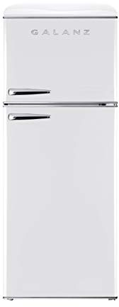 Galanz GLR12TBEEFR Refrigerator, Dual Door Fridge, Adjustable Electrical Thermostat Control with Top Mount Freezer Compartment, Retro Blue, 12.0 Cu Ft (White)