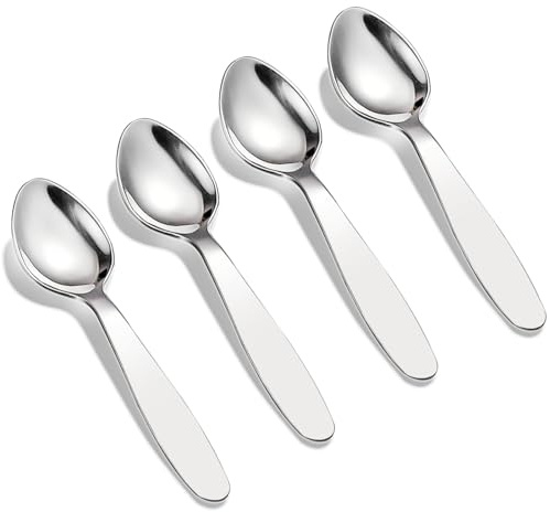 VANRA Premium 18/8 Acero Inoxidable Niños Cubiertos Set 5.9-pulgadas Niños Cucharas Cena Set 4 Piezas Cubiertos Cubiertos Utensilios Set para el Hogar Escuela (4 Cucharas)