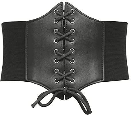 Schwarzer Schnürgürtel mit Korsett, elastischer Taillengürtel für Damen und Mädchen