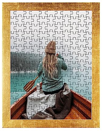 Rahmendesign24 Puzzlerahmen Milano für Puzzle ca. 500-1000 Teile 50x70cm 70x50cm Blattgold Gold mit Acrylglas