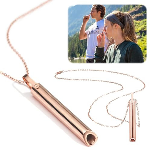 SPERMUOY rauchentwöhnung,Angstlinderung Halskette,Achtsam Atem Halskette Stress Relief Mindful Breathing Halskette，Stressabbau Atmung Kette für Herren Damen Meditation Entspannung-Rose Gold