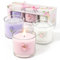 CHILLFLAME Candele Profumate in Vetro, Set di Candele Profumate per Alleviare lo Stress, 3 Candele in Vetro per Donna e Uomo, Regalo di Compleanno per Donna (Rosa + Viola + Bianco, 200g)