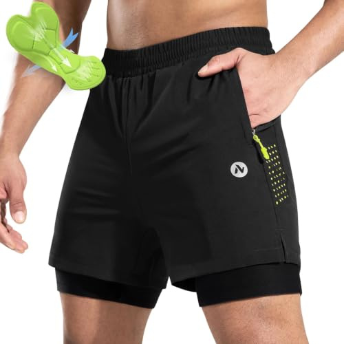 Nepest Pantalones cortos de ciclismo de montaña para hombre, acolchados 4D, para ciclismo, ciclismo, ciclismo, equitación, ajuste holgado, acolchado de gel, pantalones cortos de MTB con bolsillos con