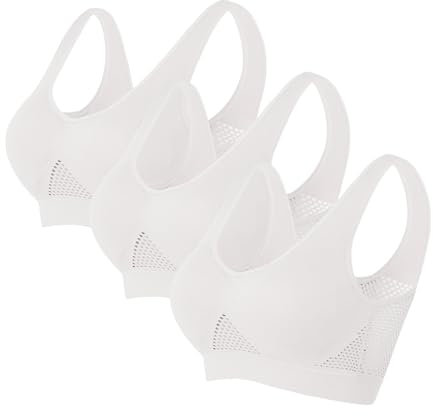 White Bras for Women Non Wired Multipack Push up Minimiser Bras Plus Size Full Coverage Soft Bra Seamless Bralettes Ladies Padded Yoga Bra with Removable Pads