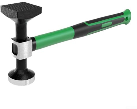 Martillo de metal de 315 mm para alisado de carrocería y reparación de automóviles con cabezas planas, cuadradas y puntiagudas y mango de fibra de vidrio (cabeza cuadrada)
