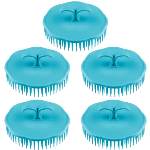 Zerodeko Lot de 5 Brosses à Shampooing Rondes en Pp et Tpr pour Massage du Cuir Chevelu, Faciles à Nettoyer, Usage Quotidien la Maison Couleur Aléatoire