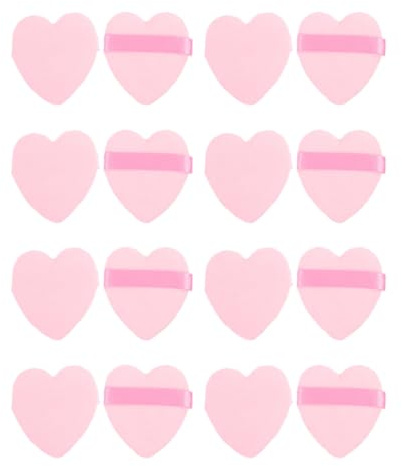 Lurrose Borlas para Polvos Faciales 50 Piezas, Esponja Maquillaje en Forma de Corazón, Color Rosa, Material de Flocado para Fijar Polvo Cosmético y Base, Accesorio Adecuado