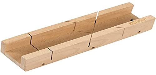 KS Tools 907.2515 - Caja para ingletes (madera, 350 x 58 x 40 mm, FSC 100%, color blanco
