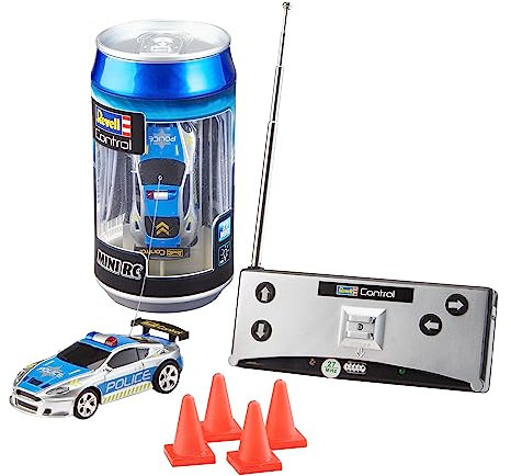 Revell Control Mini RC Car Police I Maßstab 1:43 I Authentisches Design, ideal für Kinder ab 8 Jahren I Geeignet für Innen- und Außenbereiche I Zwei Betriebsfrequenzen für spannende Rennen
