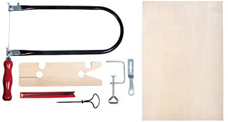 Rayher Sierra de marquetería, con accesorios, tablero y caja de madera, 33,7x22x43 cm, 69218000