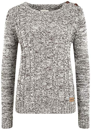 OXMO OXPhia Damen Strickpullover Grobstrick Pullover mit Rundhals-Ausschnitt 100% Baumwolle Regular fit, Größe:2XL, Farbe:Coffee BEA (795973)