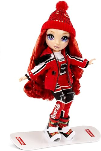 Rainbow High Winter Break Ruby Anderson - Red Fashion Doll with 2 Outfits, Snow Gear, & Display Stand - Includes Snow Board, Ice Skates, Accessories, & More - Gift & Collectable for Kids Ages 6+