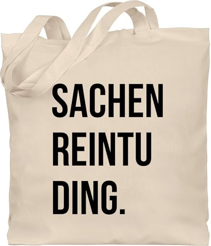 Baumwolltasche - Festival Zubehör - Sachenreintuding schwarz - Unisize - Naturweiß - festivalzubehör geschenk weihnachten sachen stoffbeutel festivaltasche konzert reintu bag festivalbeutel