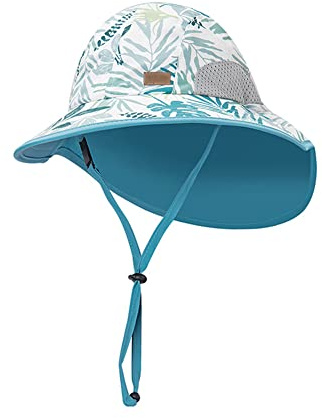 AIWUHE Sonnenhut Baby Kinder UV 50+ Sommerhut Mädchen Schirmmütze Jungen mit Nackenschutz Grün M 2-5 Jahre