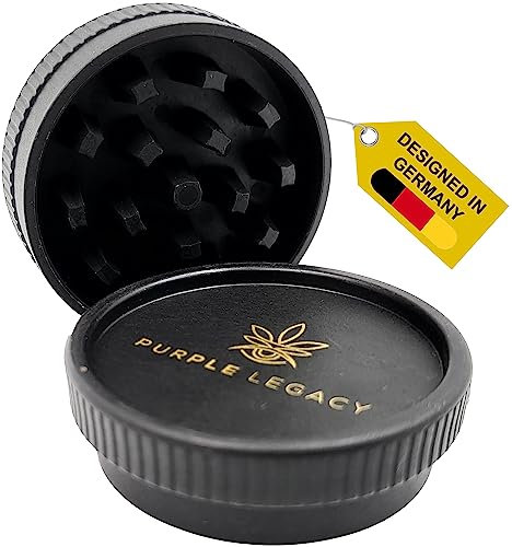 PURPLE LEGACY® Premium Grinder Set Moulin à pollen maniable et pratique en fibres végétales Broyeur pour herbes, épices, épices ø 55x25 mm Eco broyeur bio en 2 parties pour herbes sèches et Spices
