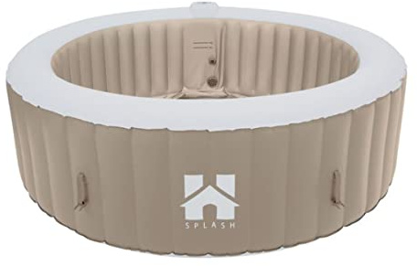 Luxus Outdoor Whirlpool St. Moritz Splash – Aufblasbarer Hot Tub für 6 Personen – Beige – Heizung bis 40°C, 130 Luftdüsen, Winterfest, inkl. Abdeckung & Filter