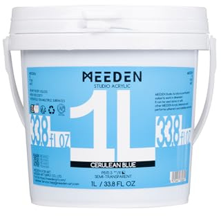 MEEDEN Blue akrylfärger 1L: Tjock kroppsglans akrylfärg för canvas, trävägg, stor akrylfärg - vattentät och giftfri och snabbtorkande - Celestine Blue