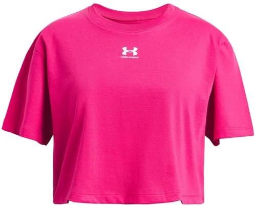 Under Armour Maglia a Maniche Corte UA Rival per Ragazze, Fucsia sfumato / / Bianco, S
