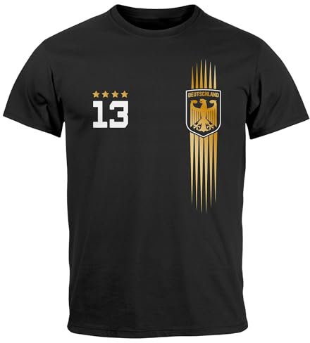 MoonWorks® Herren T-Shirt Deutschland Trikot Fußball EM 2024 Fanshirt Deutschlandshirt Adler Fussball schwarz L