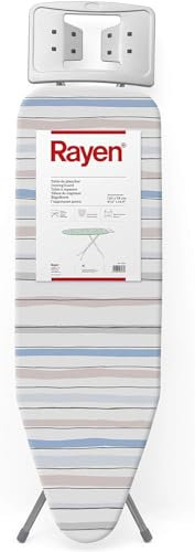 Tabla de Planchar Rayen | Envío 24 h | Tabla con Malla metálica | Altura Regulable | |Máxima Estabilidad | Reposa - Planchas | Medidas: 38 X 120 cm | Planchado Fácil (Rayas)