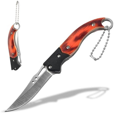 Catime Coltello Pieghevole, Coltello Campeggio, Coltellino Tascabile Multiuso, Coltello Portatile con Portachiavi Coltello da Caccia Acciaio Inossidabile per il Campeggio, l'escursionismo e lo Zaino