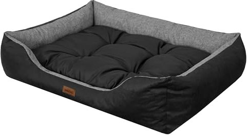 Sales Core Hundebett Hundesofa - XXL: 125 x 98 x 25 cm - Graphit + Schwarz, Hundekissen mit erhöhte Ränder für kleine, mittelgroße und große Hunde Hundekörbchen Kuscheliges Hundedecke Hundeliege