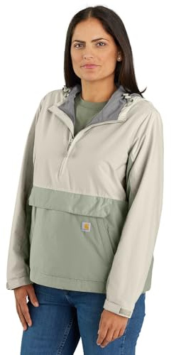 Carhartt Women's Rain Defender Loose Fit Lightweight Packable Anorak, Sage/Chalk, X-Large