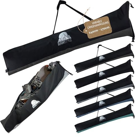Rawstyle Snowboardtasche variabel Tasche für Snowboard universal anpassbar Erwachsene 140-170cm wasserdicht Wintersport für Zubehör Boots Helm Maxi (meliert schwarz)