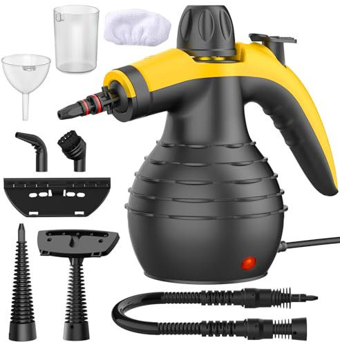 Dampfreiniger, 1050W Hochleistung Dampfreiniger Handgerät, Mit 9 speziellen Fleckenentfernungszubehörteilen, Ideal für Bodenreinigung, Auto, Bad, Dusche, Polstermöbel, Fenster und Fettabreinigung