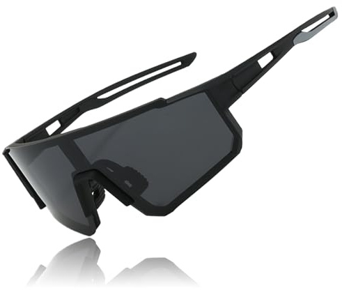 Rosedreamer Lunettes de soleil de sport rapides Hommes Femmes Lunettes de soleil polarisées Lunettes de vélo Lunettes de course pour VTT Vélo de course Vélo de ski Course à pied avec UV400（Noir）