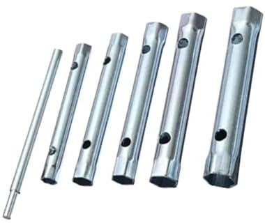 EnxJire Rörnyckel 6 st 8–17 mm hylsnyckel, metrisk hylsnyckel, rörnyckel för tändstift, dubbeländad stålnyckel för bilhydraulisk reparation
