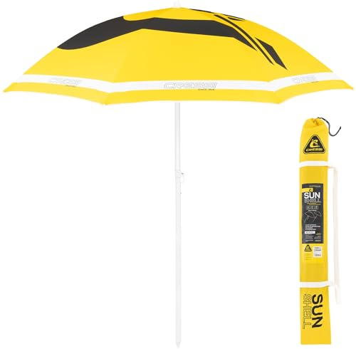 Cressi Sunshell Umbrella Parasol Yellow/Black/White - Ombrellone da Esterno Leggero e Portatile, per Proteggersi dal Sole e dalle Intemperie, Giallo/Nero/Bianco, Ø 200cm