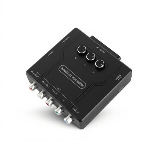 TIKATARER RGBS VGA SCART Till YPBPR Component Converter, för SFC N64 MD Saturn, SCART RGBHV ingång med Justerbar Färg för Retrospel Stöder 480i 480p 576i 576p 720p 1080i 1080P