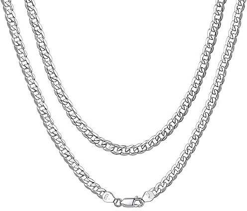 ChainsHouse Silberkette für Damen Herren Kette 50CM Cuban Chain Necklace Halskette 3mm breit Panzerkette Modeschmuck für Vatertag/Weichnachten