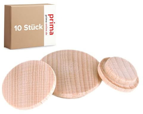 woplus Holzabdeckkappen Holz Abdeckkappen Buche unbehandelt Bohrloch 30mm [10 Stück] (Bohrloch 30MM [17.B30])
