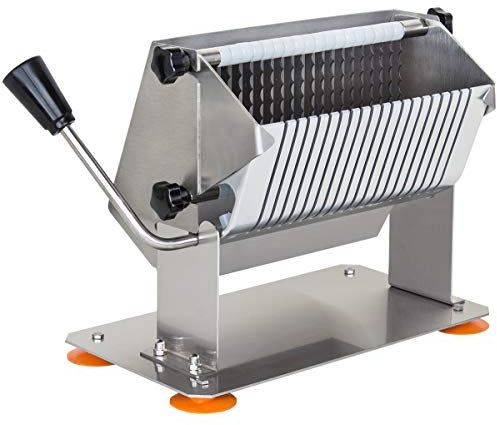 Beeketal 'CSB-1' Profi Gastro Curry Wurst Schneider für ca. 8,5 mm Schnittstärke mit 19 Edelstahl Klingen, Curry Wurstschneider aus Edelstahl mit Saugnapf Füßen, für Currywurst, Bratwurst usw.