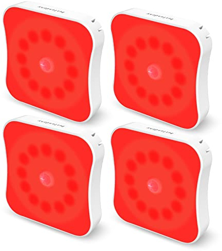 Bestendony Red Light Motion Sensor Night Lights, Rechargeable Battery, for Sleep Aid, Bathroom, Bedroom, Stairs, Travel, Kids Room, 4 Pack