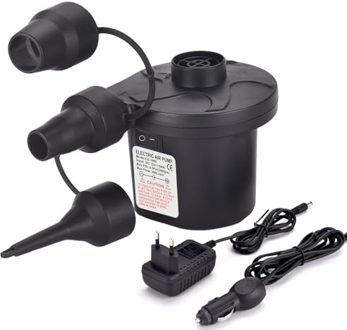 Pompa ad aria elettrica materasso ad aria 2 in 1 pompa ad aria elettrica per gonfiabile e scarico, pompa materasso ad aria con 3 ugelli per materassi ad aria, piscina gonfiabile, anello galleggiante