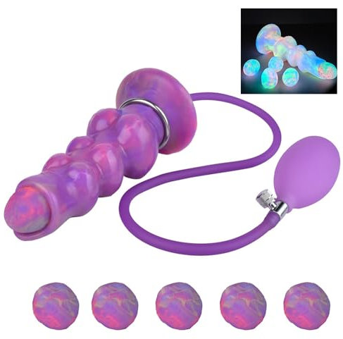 HXLXW Ovipositor Aufblasbarer Analplug Dildo mit 5 Silikoneiern Fantasy Alien Dildos Vagina Eier Buttplug Analdildos Anus Perle Prostatastimulation Extrem SM Sexspielzeug für Frauen Männer（FY2146）