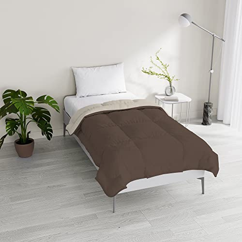 Italian Bed Linen Piumino invernale imbottito bicolore Sogni e Capricci, Marrone/Panna, Singolo 150x200cm